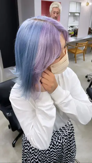 ミディアム カラー GIMMICK pasha所属・asumi/栄/ハイ トーン/ブリーチ/のヘアスタイル