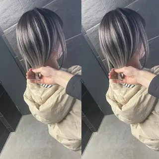 ミディアム カラー ヒカ/外国人風 デザインカラーのヘアスタイル