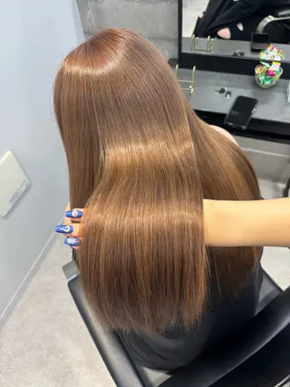 ロング カラー ヒマワリ/ 艶カラー/髪質改善のヘアスタイル