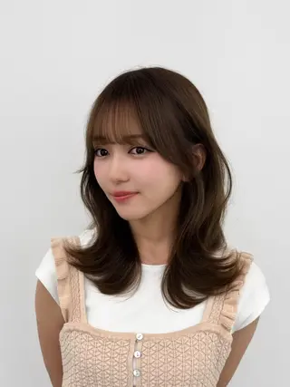 ミディアム カラー ヘアアレンジ 最小顔周り レイヤー特化/こうきのヘアスタイル