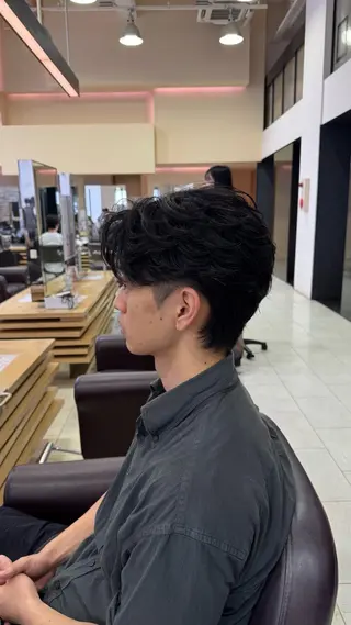 ショート パーマ メンズ カット🇰🇷毛流れ パーマ/ジュンエイのヘアスタイル