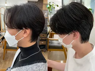 ショート パーマ メンズ 🤎ベージュカラー 🐶メンズパーマの眉毛・アイブロウイメージ