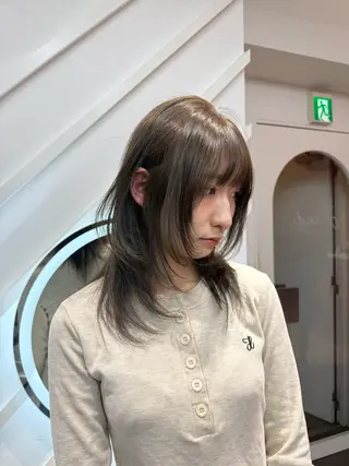 ミディアム カラー 山崎/ボブ縮毛矯正 レイヤー髪質改善のヘアスタイル