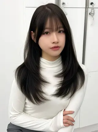 セミロング カラー ヘアアレンジ 最小顔周り&レイヤー 特化/池袋/kokiのヘアスタイル