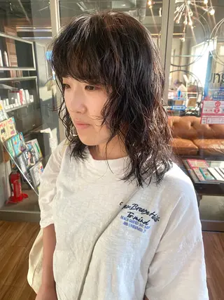 ミディアム パーマ 高橋 舟太郎のヘアスタイル