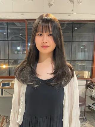 セミロング カラー レイヤー×初 パーマ|hinakoのヘアスタイル