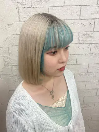 ミディアム カラー ホワイト/店長/カラ ー講師/錦糸町/岩崎のヘアスタイル