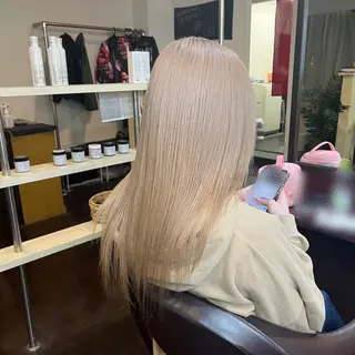 セミロング カラー 編み込みエクステ/ ハイトーン りょすけのヘアスタイル