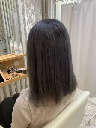 ミディアム カラー ブリーチなしWカラー /酸性ストレート河本のヘアスタイル