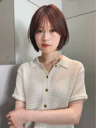 ショート カラー パーマ 🫧小顔×似合わせ× 透明感カラー🫧のヘアスタイル