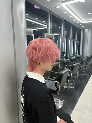カラー ヘアアレンジ メンズ メンズウルフ🐺♡ ピンク♡ヘアメ🎀のヘアスタイル