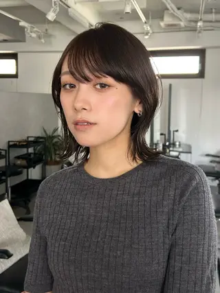 ミディアム カラー 結べるくびれボブ/透 明感カラーtaigaのヘアスタイル