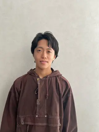 パーマ メンズ 艶ボブ🤎暖色カラー 縮毛矯正/メンズ💈のヘアスタイル