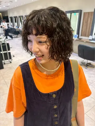 ミディアム 暖色カラー/ボブ カット👗mimiのヘアスタイル