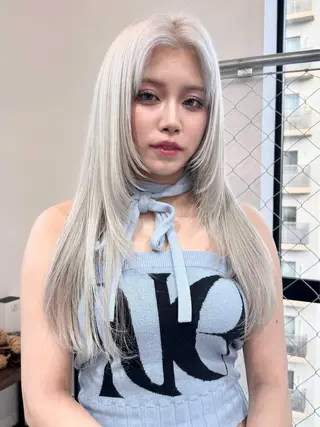 ロング カラー パーマ ヘアアレンジ メンズ キッズ ハイトーン/ピンク 💗モモ໒꒱のヘアスタイル