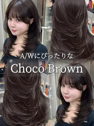 ロング カラー 𝘚𝘦𝘫𝘶𝘯 レイヤー/水光カラーのヘアスタイル