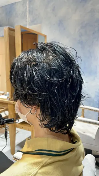 ミディアム パーマ メンズ 若林 良のヘアスタイル