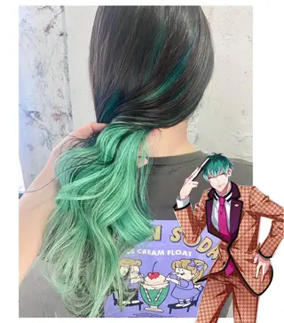 セミロング カラー GARU-ガル-所属・TSUNO🦖 派手髪/オタク美容師のヘアスタイル
