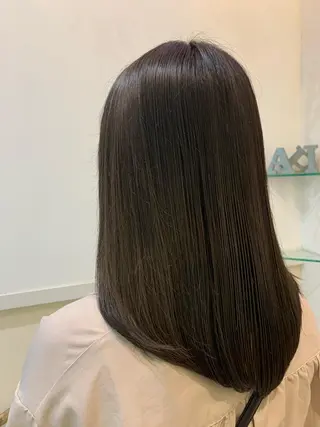 セミロング カラー ブリーチしない暖色 カラー🥀杉 優菜のヘアスタイル