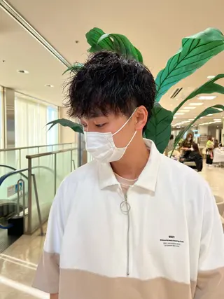 ショート パーマ メンズ ハイトーン/ウルフ /レイヤー/坂野幸伸のヘアスタイル