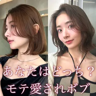 ミディアム ボブ/くびれボブ/ 髪質改善/Ru-kaのヘアスタイル