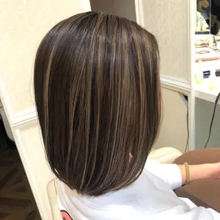 ミディアム カラー 🌈ぷる艶カラー🌈 髪質改善👑柳沼尚貴のヘアスタイル