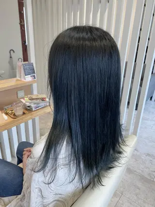 ロング カラー ブリーチなしWカラー /酸性ストレート河本のヘアスタイル