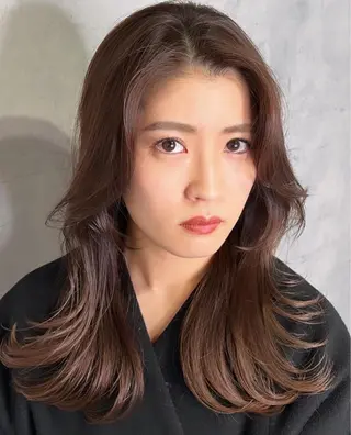 ロング カラー パーマ ヘアアレンジ メンズ キッズ ネイル マツエク・マツパ アイブロウ レイヤー/顔周り 韓国ヘア森田和貴のヘアスタイル