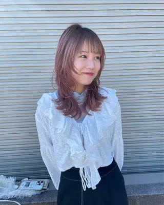 ミディアム カラー ベージュ/透明感/ 桃子のヘアスタイル