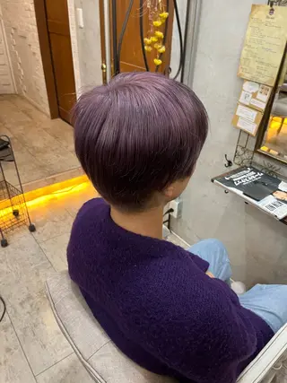 ショート カラー 艶髪/ハイトーン/ ヘアセット/モエノのヘアスタイル