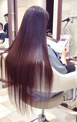 ロング カラー パーマ 前髪縮毛矯正 高野開弦ハイトーンのヘアスタイル