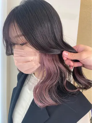 セミロング カラー matiz マティス 表参道所属・💜アンブレラカラー 髪質改善 丸尾】のヘアスタイル