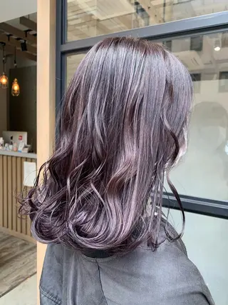 ミディアム カラー ヘアアレンジ 髪質改善×ハイトーン 中田啄也のヘアスタイル