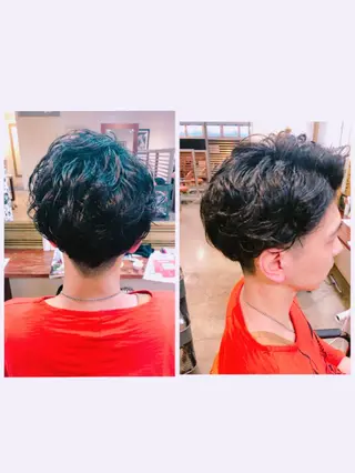 ミディアム パーマ メンズ 品田 真里のヘアスタイル