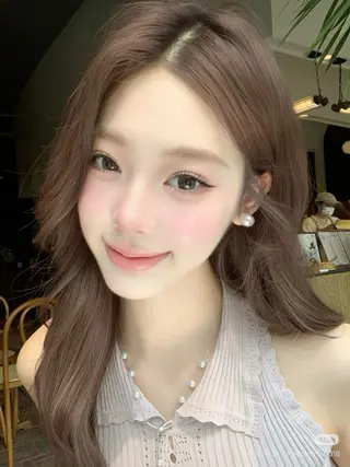 セミロング カラー 莉乃/縮毛矯正/髪質 改善/艶カラーのヘアスタイル