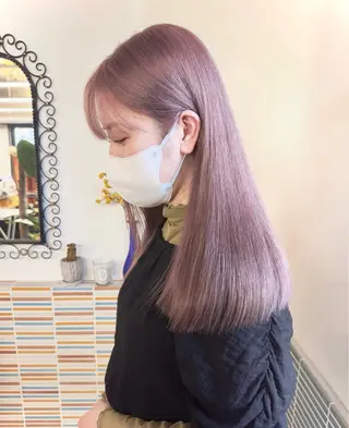 セミロング カラー 💚ブリーチカラー 指名🥇💚ユウスケのヘアスタイル
