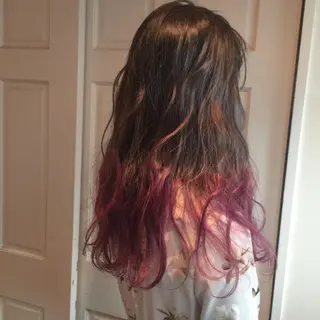 セミロング カラー ホワイト&レイヤーカ ットエクステ長畠俊輔のヘアスタイル