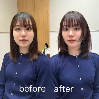 ミディアム カラー パーマ ヘアアレンジ 小野寺瑞希 /最小顔カットのヘアスタイル