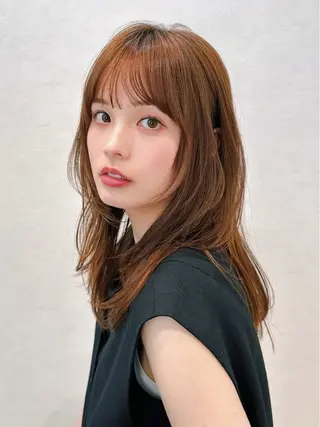 ミディアム カラー パーマ 🫧小顔×似合わせ× 透明感カラー🫧のヘアスタイル