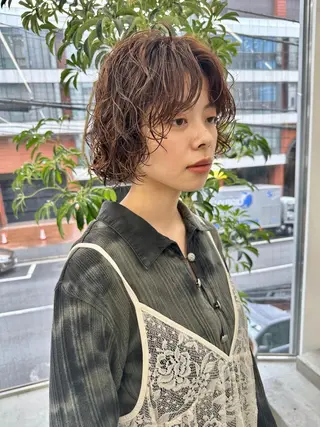 ショート パーマ ボブ/レイヤー/ケア パーマ/リュウタのヘアスタイル