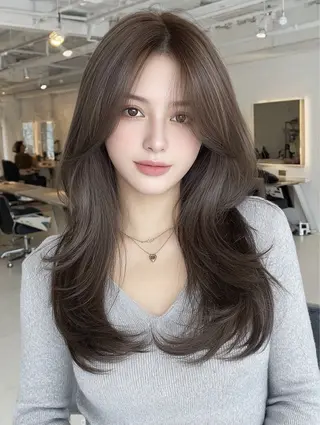 ロング 👑顔周り韓国風 レイヤーSHUTOのヘアスタイル