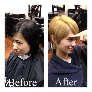 ショート ミディアム カラー アオガミ （前髪顔周りカット）のヘアスタイル