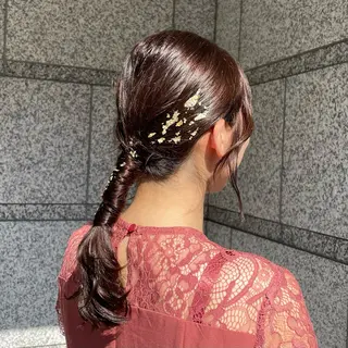 セミロング ヘアアレンジ ハイトーン/アレンジ 🎀アオイ🎀のヘアスタイル