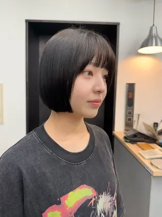 ショート 切りっぱなしボブ/ 小顔ボブNANAのヘアスタイル
