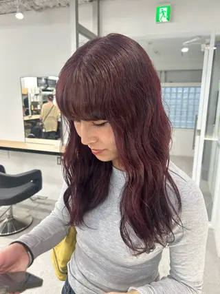 セミロング カラー 愛結 暖色カラー🎀🩰のヘアスタイル