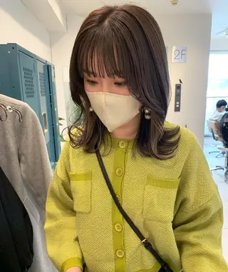 ミディアム カラー moeka レイヤー /艶カラー/韓国のヘアスタイル