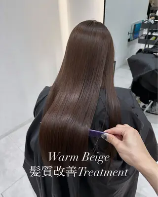 ロング カラー 赤み消し/オリーブ カーキ/福田れんのヘアスタイル