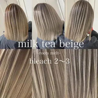 ミディアム カラー ヒカ/外国人風 デザインカラーのヘアスタイル