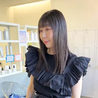 セミロング カラー クロスパーマ× 透明感カラー✂︎のヘアスタイル