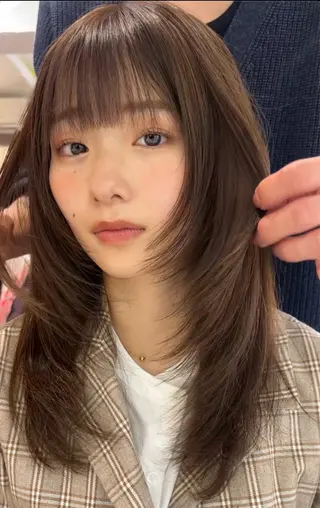 ロング カラー 山崎/ボブ縮毛矯正 レイヤー髪質改善のヘアスタイル